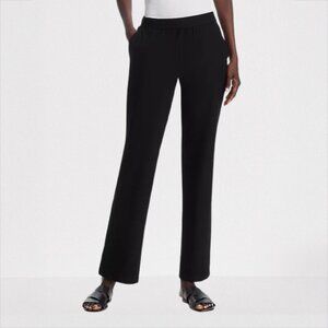 Eileen‎ Fisher Stretch Pull On Viscose/Nylon Straight Leg Pants Size L Black